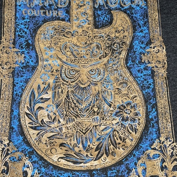 Women’s Hard Rock Cafe Couture GUYANA  Black GUITAR graphic tee Shirt top Sz M - Picture 3 of 6